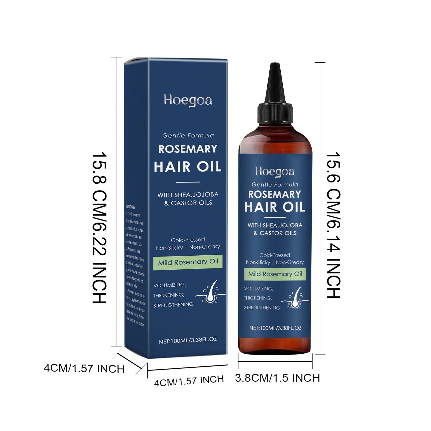 Hoegoa 100ml Rosemary Oil For Hair Growth Volumizing Repair Dry Hair Nourish Scalp Massage Reduce Split Ends Smooth Hair Oil