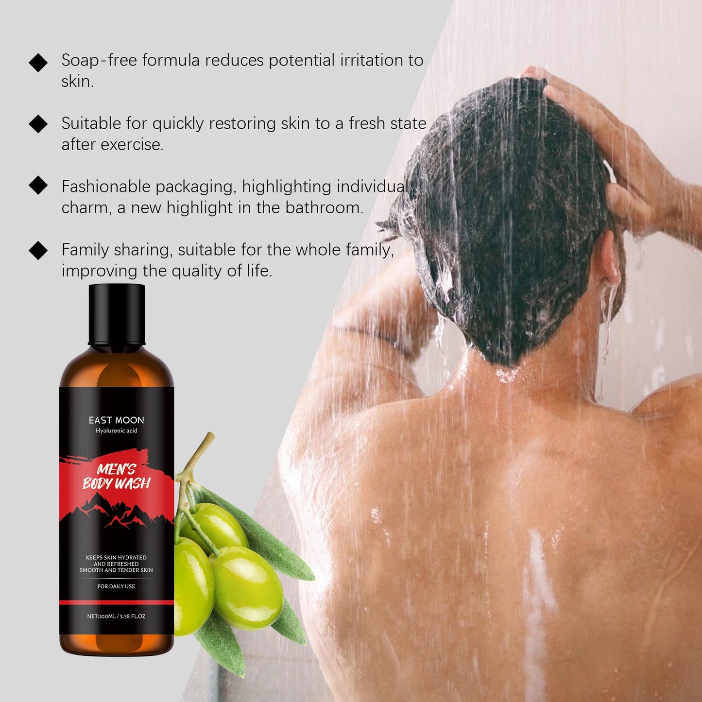 Shower Gel for Men Gentle Cleansing Moisturizing Exfoliator Body Wash Brightening Skin Shrink Pores Fragrance Foam Bath Lotion