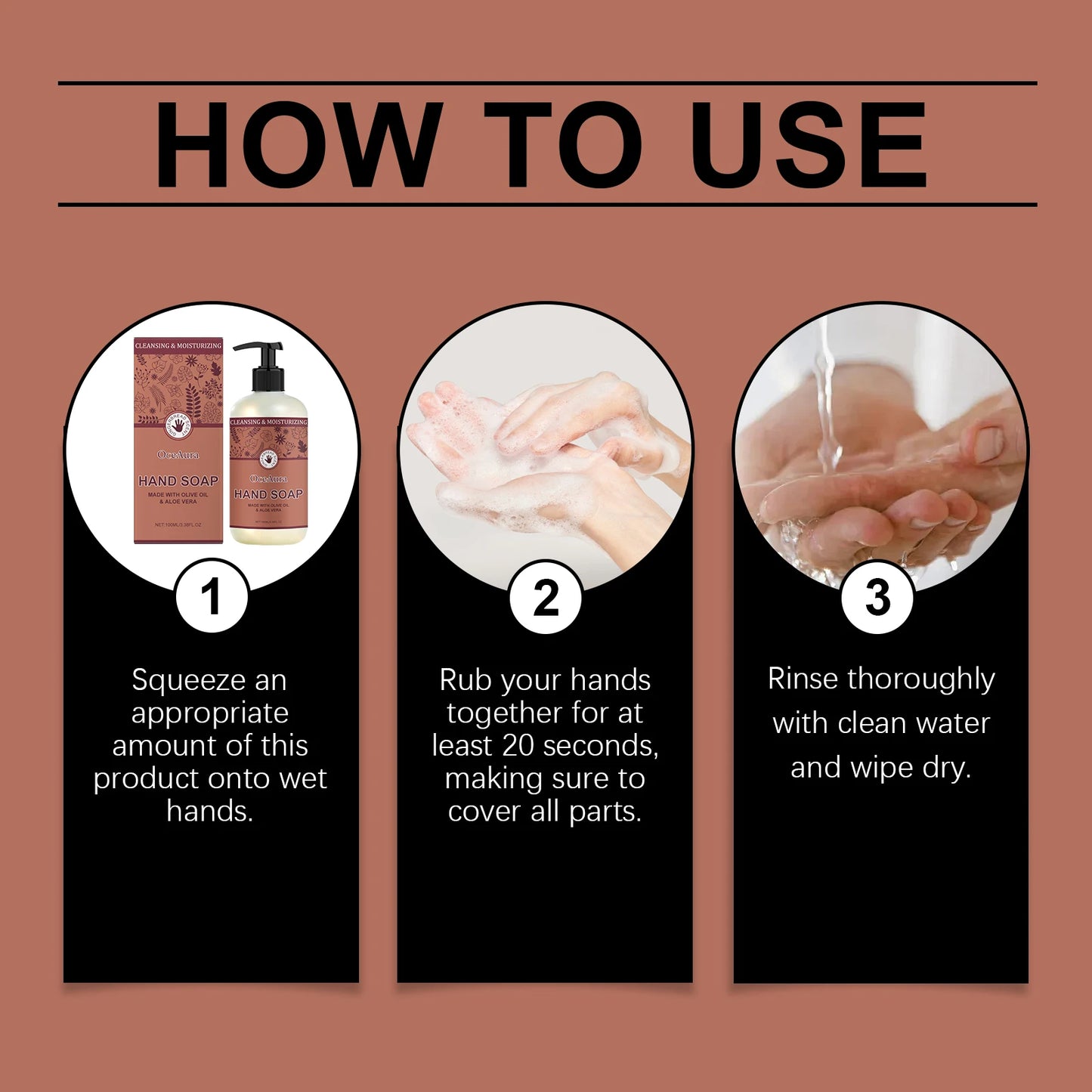 Oceaura Olive Oil Hand Soap Liquid Moisturizing Skin Daily Remove Dirts Smoothing Lasting Fresh Fragrance Hand Washing Soap