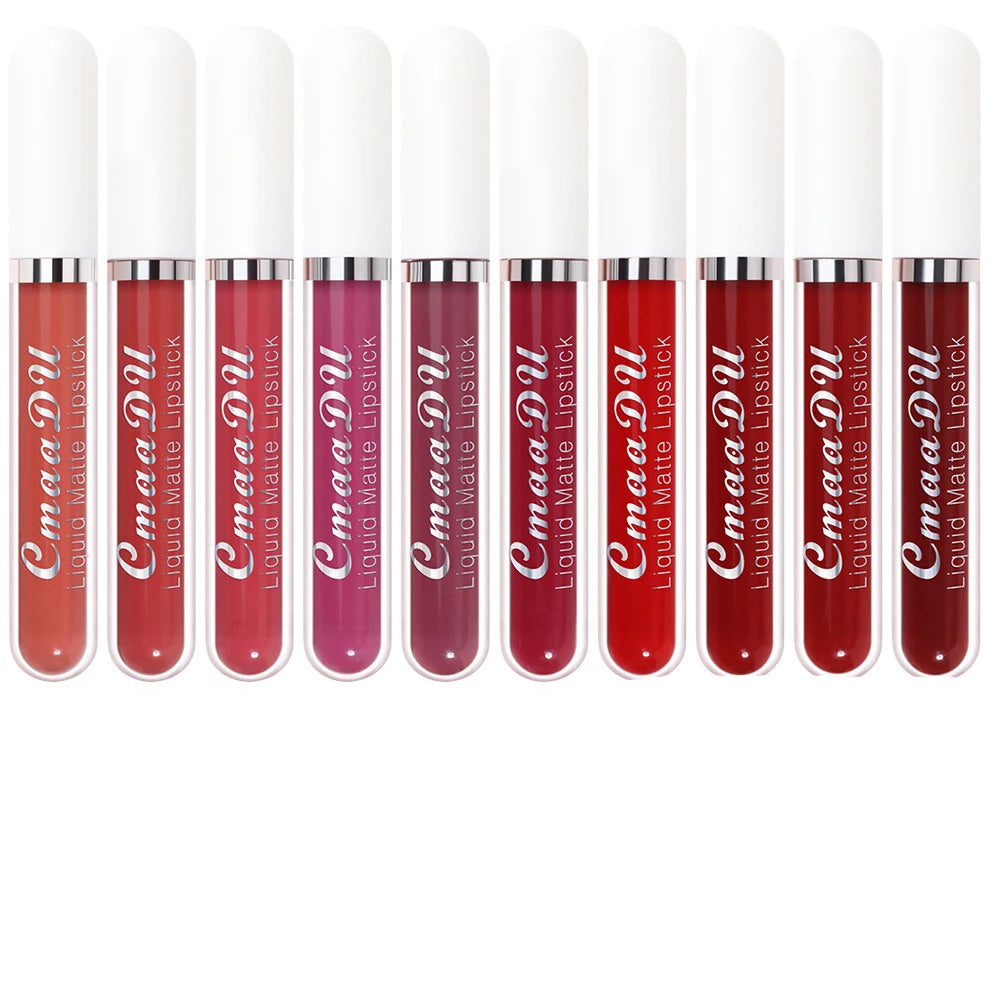 CmaaDu 10pcs/set velvet matte durable waterproof easy color non-stick cup texture silky saturation high lip gloss