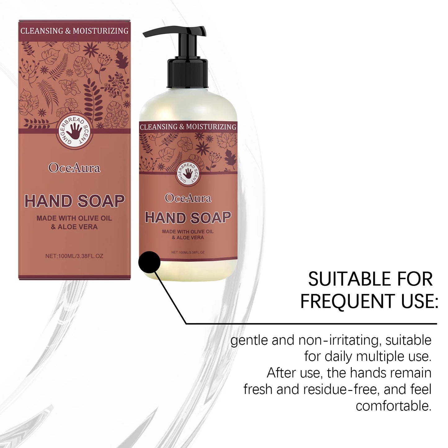 Oceaura Olive Oil Hand Soap Liquid Moisturizing Skin Daily Remove Dirts Smoothing Lasting Fresh Fragrance Hand Washing Soap