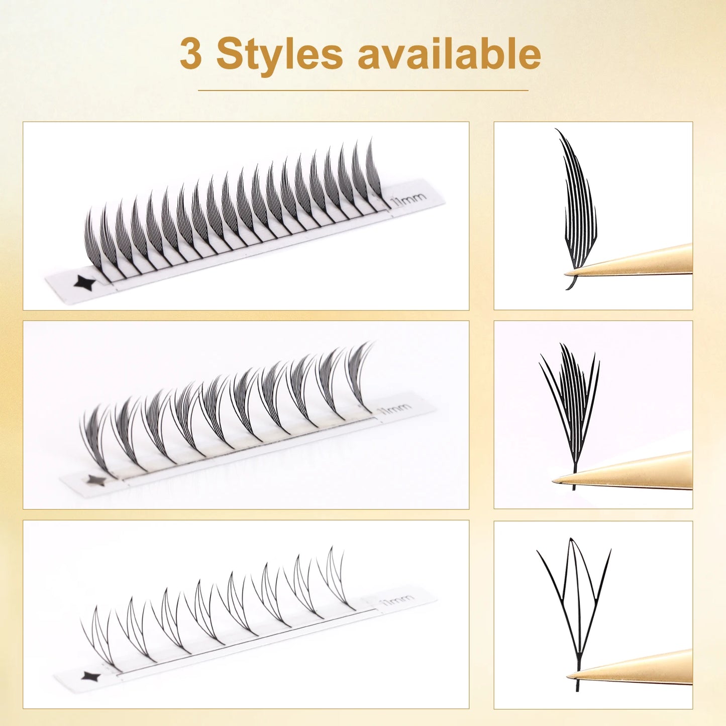 RUJADE Feather Shape Premade Fan Lashes Comic Spire Eyelashes Automatic Flowering Russian Volume Eyelash Extension Fairy Lashes