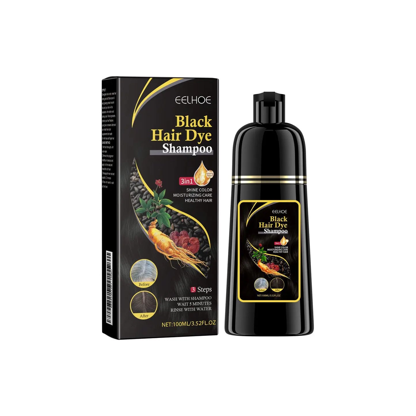 Eelhoe 100ml Hair Dyeing Shampoo 3-In-1 Polygonum Rapid Hair Dye Repair Dry Cleaning Nourishing Restoration Hair Color Shampoo