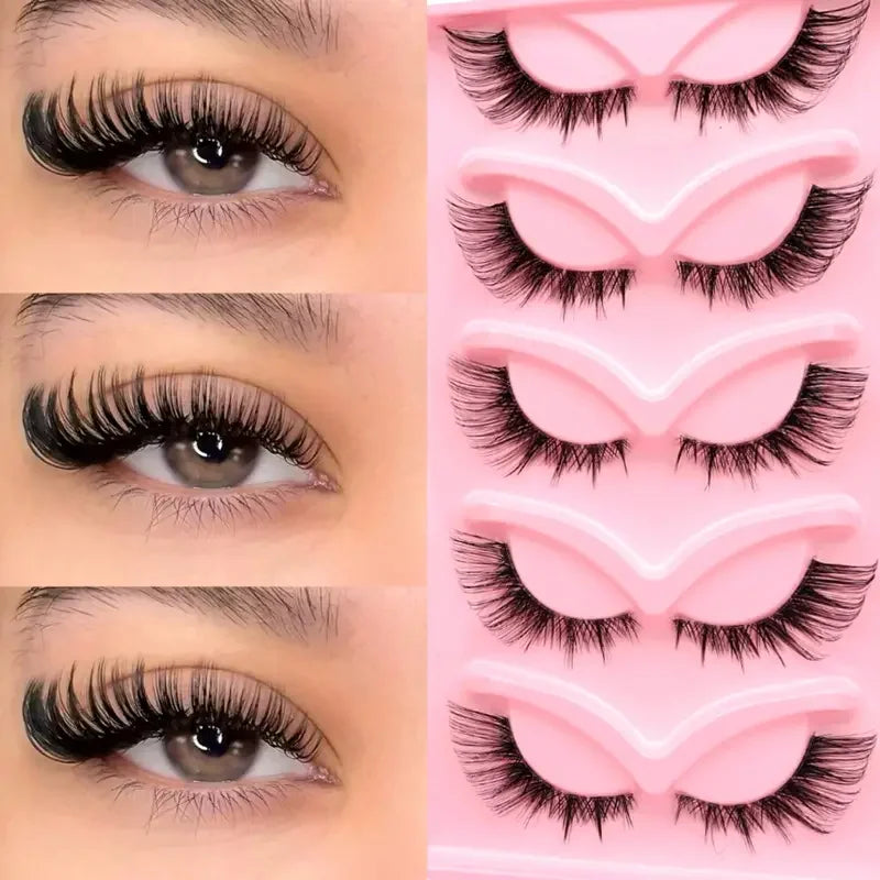 Fluffy False Eyelashes Eyelash Extensions, 10 Pairs Wispy Cat-Eye Look Faux Lashes, Natural Look Eyelash Extensions, Volumized F