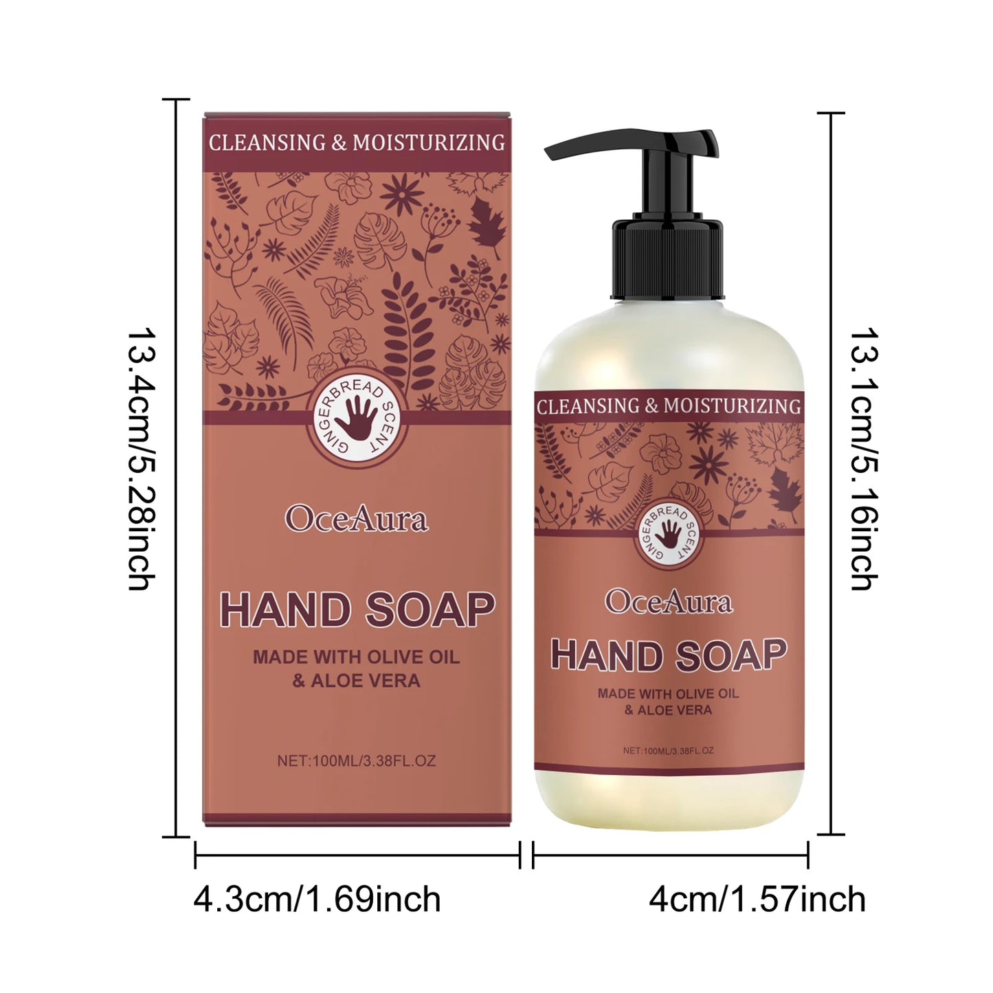 Oceaura Olive Oil Hand Soap Liquid Moisturizing Skin Daily Remove Dirts Smoothing Lasting Fresh Fragrance Hand Washing Soap