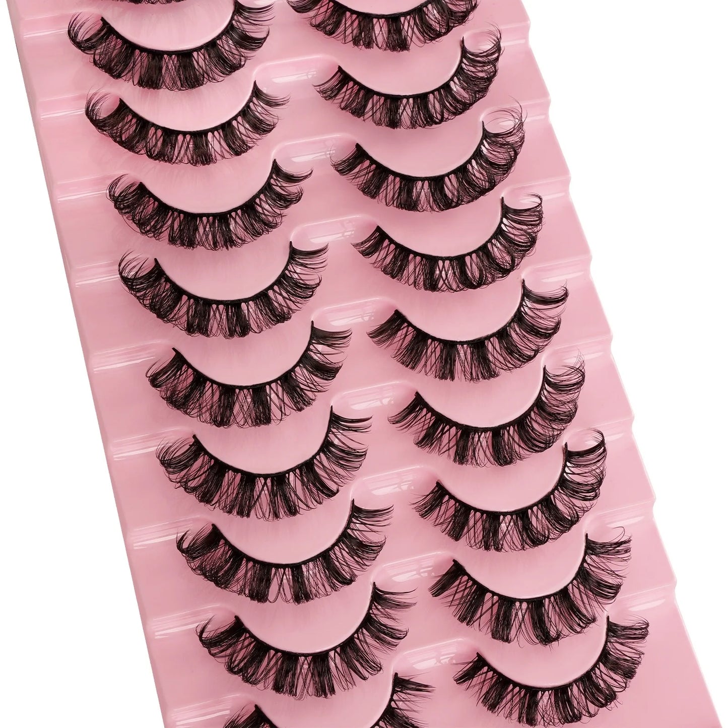 Fluffy False Eyelashes Eyelash Extensions, 10 Pairs Wispy Cat-Eye Look Faux Lashes, Natural Look Eyelash Extensions, Volumized F