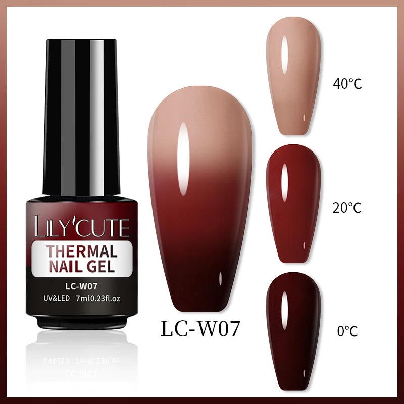 LILYCUTE Thermal Nail Gel Polish 3 Layers Temperature Shiny Color Changing Series Semi Permanent Soak Off UV Nail Gels Polish