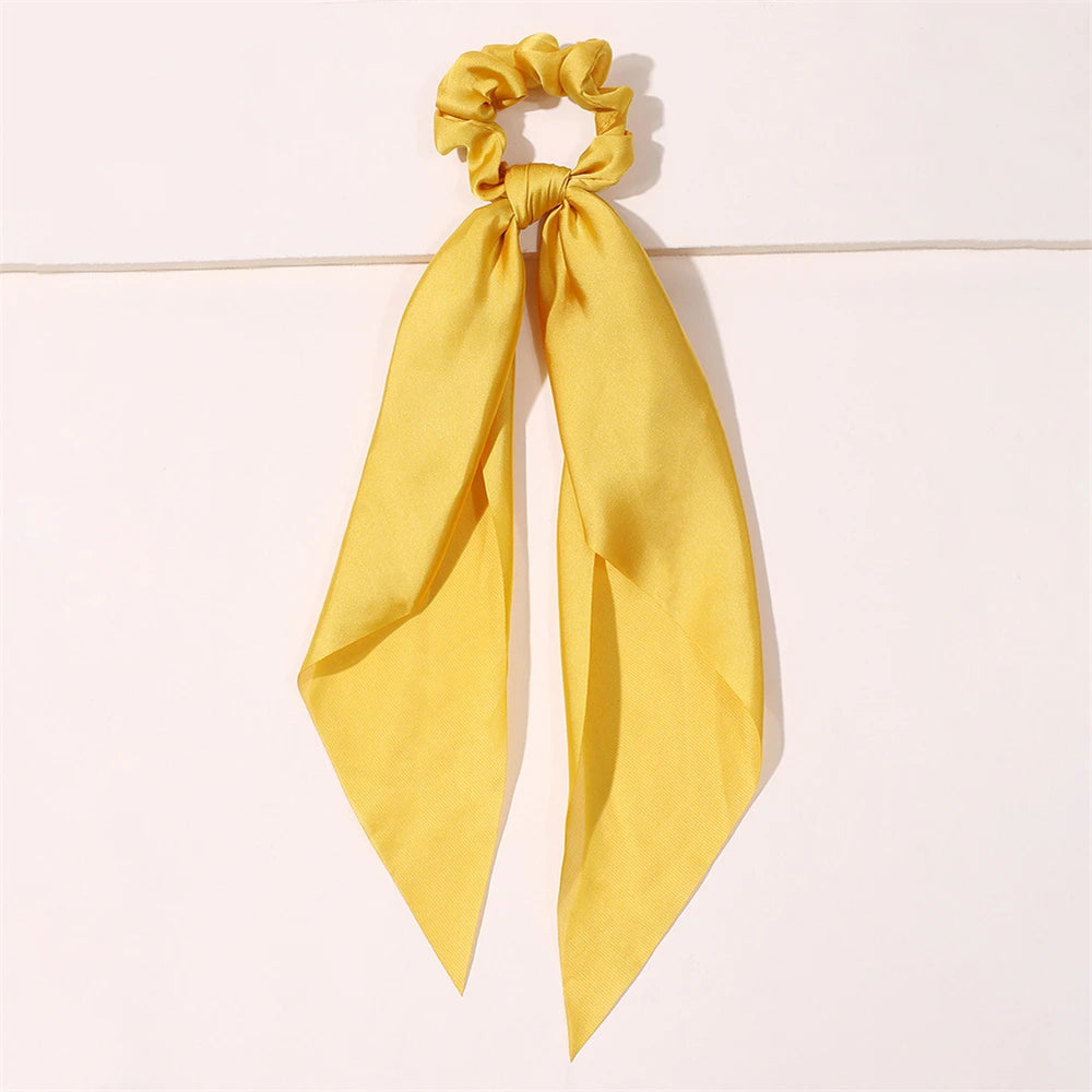 New Fashion Print Bow Scrunchies Hair Ribbon For Women Elastic Hair Band Girls Horsetail Hair Ties Hair Accessories