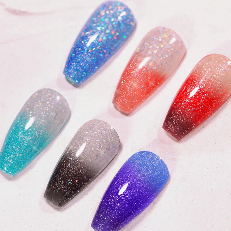 LILYCUTE Thermal Nail Gel Polish 3 Layers Temperature Shiny Color Changing Series Semi Permanent Soak Off UV Nail Gels Polish