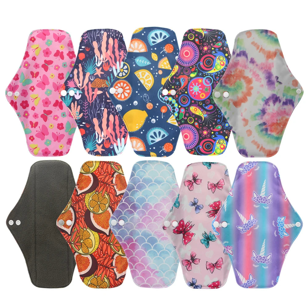 Sanitary Pads Organic Bamboo Charcoal Washable Menstrual Panty Liner Leakproof Cloth Towel Reusable Period Feminine Hygiene Pads