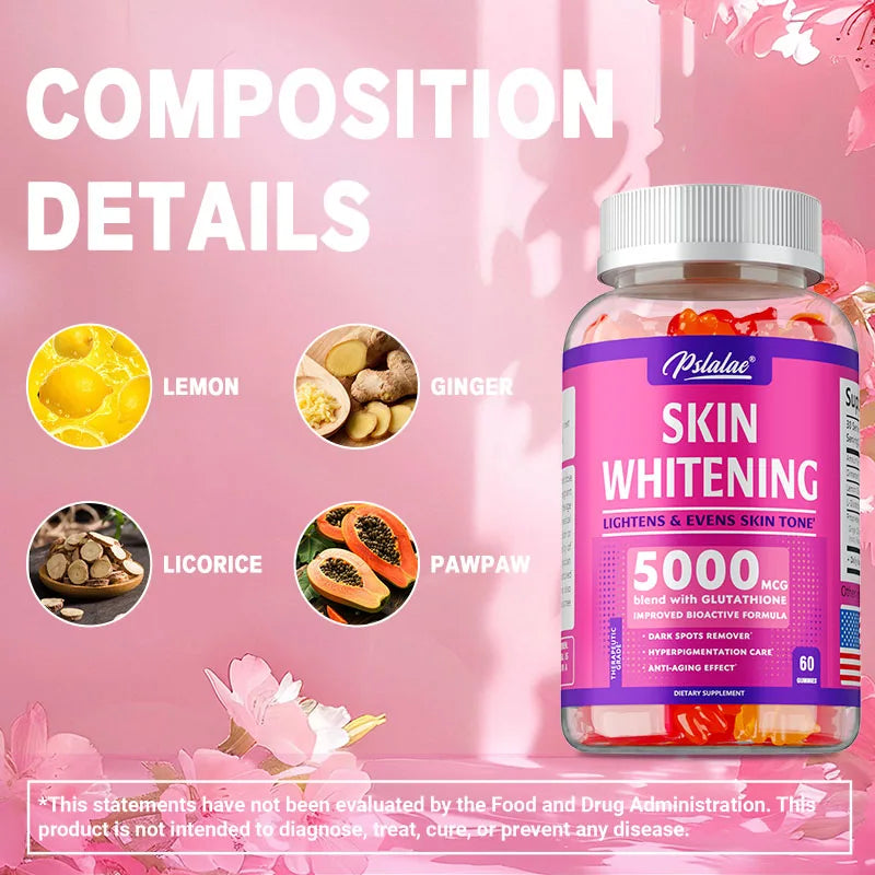 Skin Whitening Gummies - Brighten Skin Tone, Whiten and Anti-aging, Anti-oxidation, Enhance Immunity