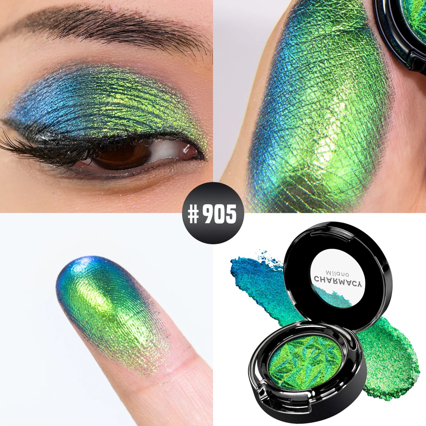 CHARMACY Shiny Duochrome Eyeshadow Set Long-lasting High Quality Glitter Eye Shadows with Primer Cosmetic Makeup for Women