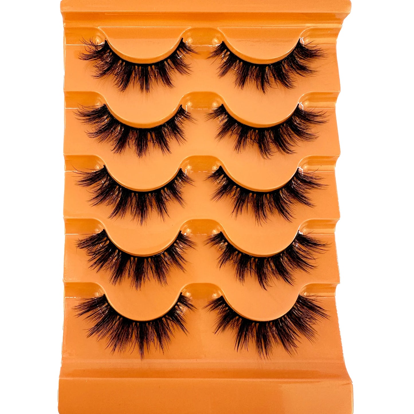 New Cat Eye Lashes 5D Fluffy Faux Mink Lashes 8D Volume Wispy Long Lashes Fake Eyelash Russian Strips 5 Pairs Pack Makeup