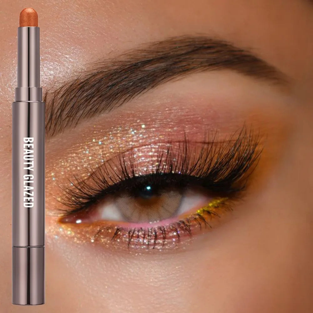 BEAUTY GLAZED 10 Colors Eyeshadow Stick Long-lasting Waterproof Eyeshadow Pen with Double Head Brush Matte and Shimmer Shade