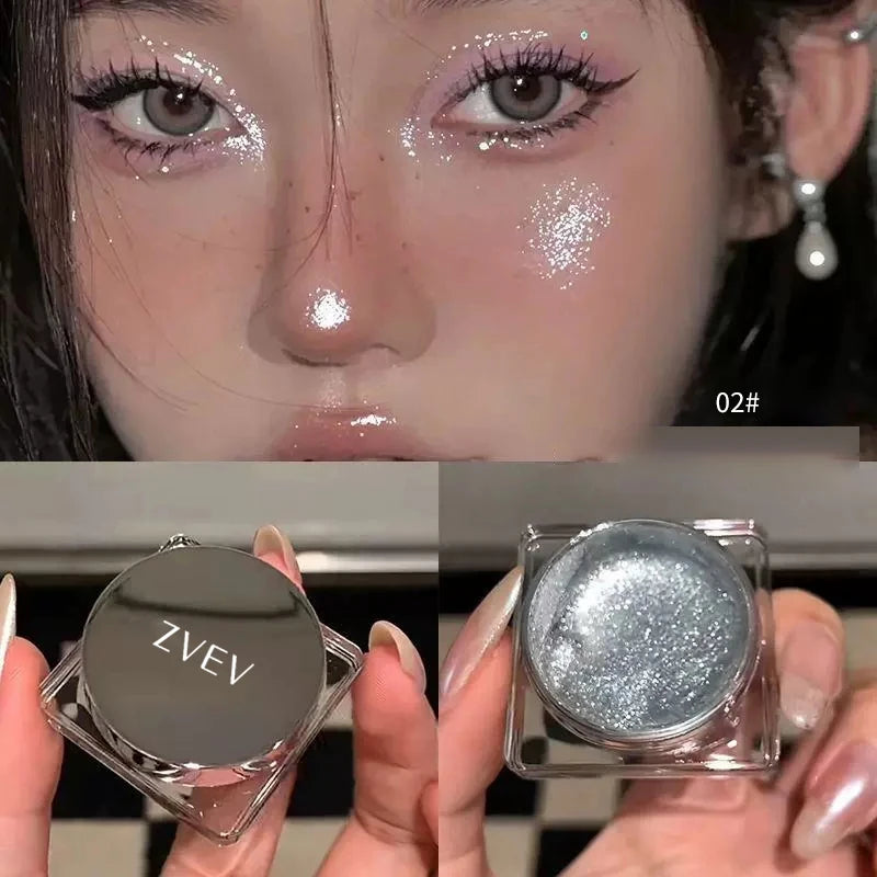 Glitter Punk Smoky Black Eyeshadow Gel Makeup Palette Metallic Dark Silver Wet Eyes Shadow Highlighter Pearl Pigments Cosmetics