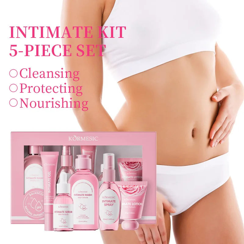 5pcs/set KORMESIC Women's Intimate Care Daily Skin Routine Set Beautifying Wash Bath Brightening Delicate Smooth Kit