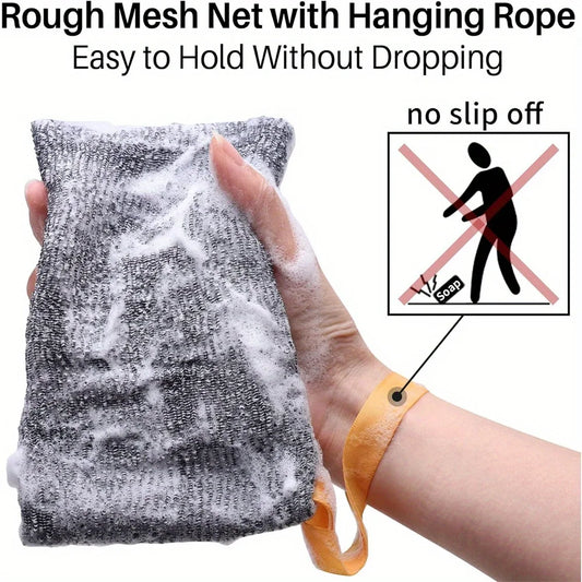 6pcs/pack Soap Pocket Exfoliating Soap Saver Pouch, Body Scrubber Rough Sponge Exfoliator for Bath or Shower, Mesh Bar Soap