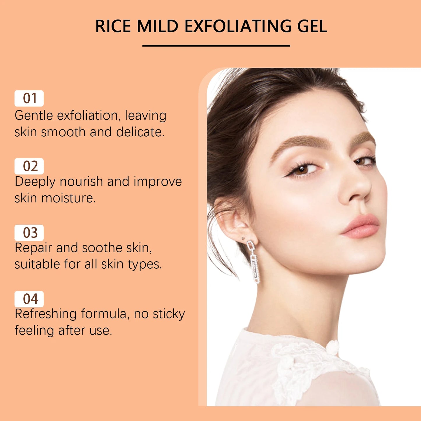 Rice Exfoliating Gel for Face Oil Control Gentle Remove Old Dead Skin Pores Shrinking Brighten Moisturizing Facial Scrub Product