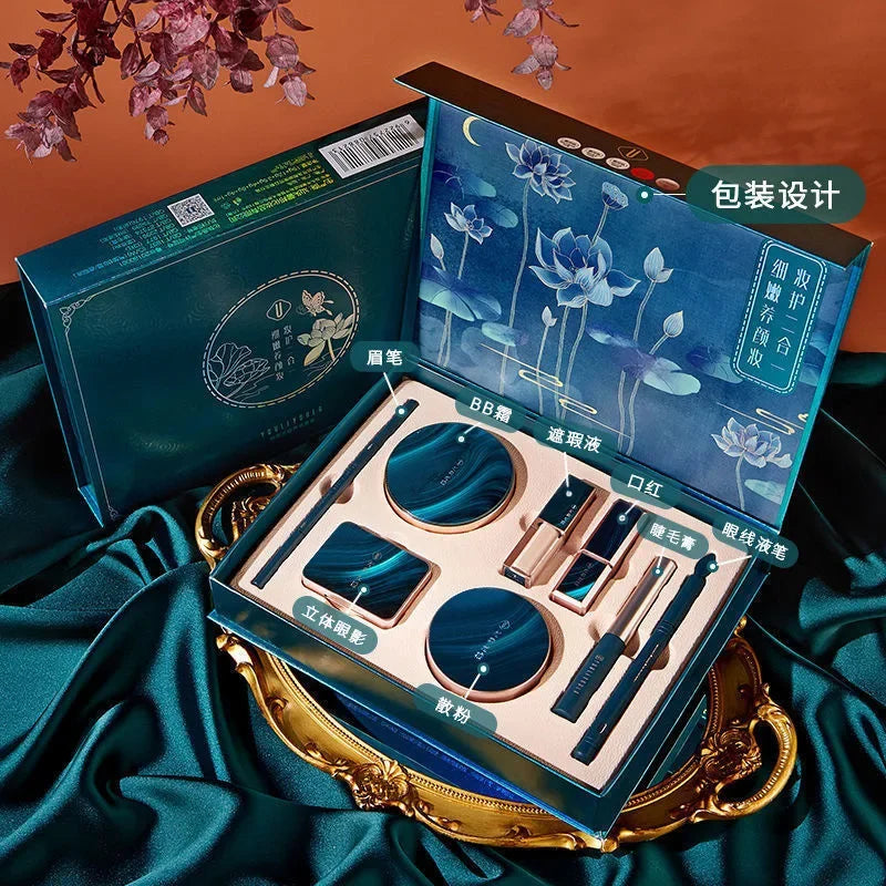 Christmas Makeup Set Gift Box BB Cream Lipstick Eyeliner Eyeshadow Eyebrow Pencil Beauty Makeup Cosmetics Holiday Gift