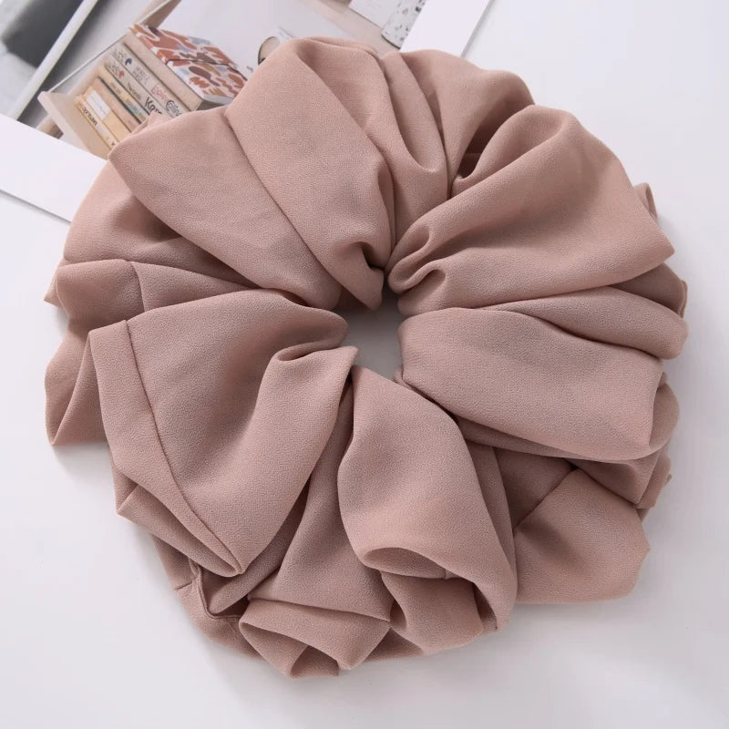 Big Size Chiffon Scrunchies For Muslim Women Custom Elastic Volumizing Oversized Neat stitching Malaysian Bunch Hair Tie