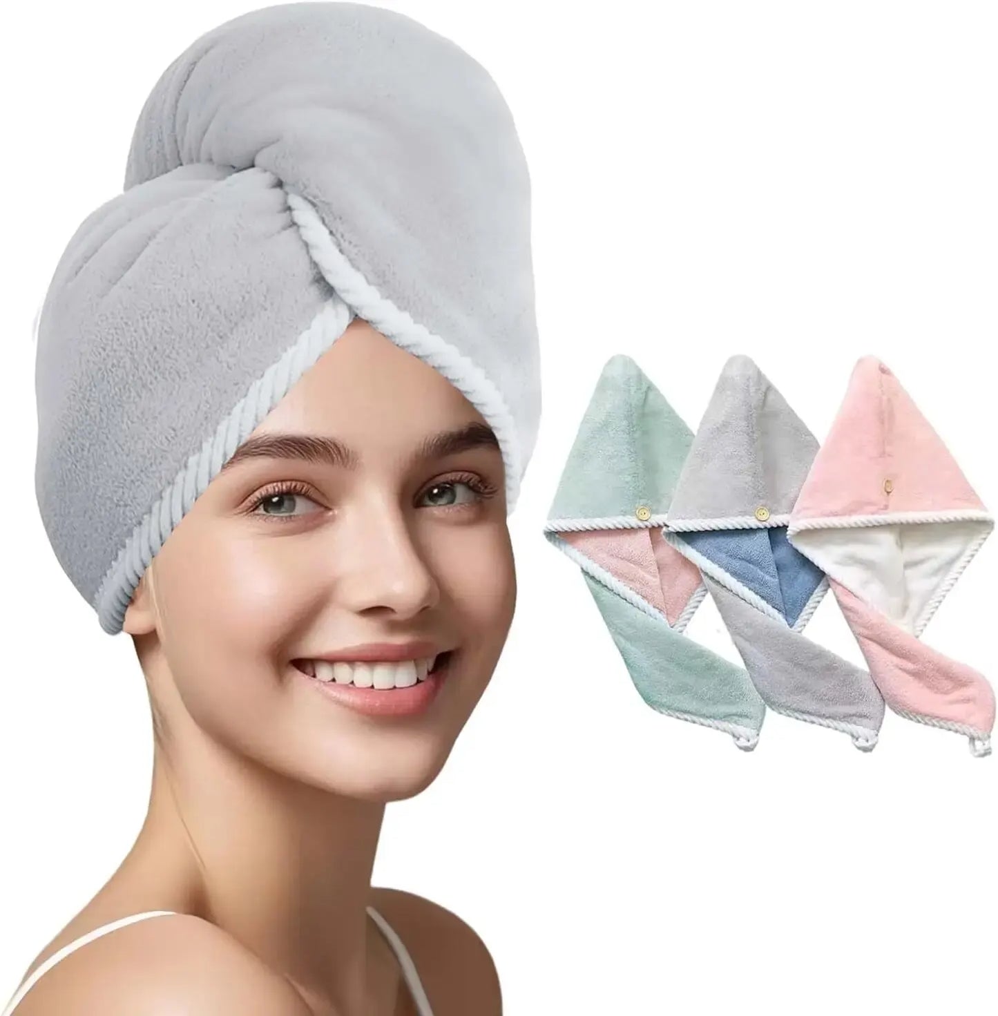 Double Thickened 100% Microfiber Hair Towel,Hair Towel Wrap for Women