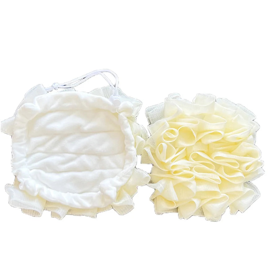 Soft Skin-Friendly Floral Lace Bath Sponge - 2-in-1 Soap Storage Bag for Shower Gel and Exfoliator