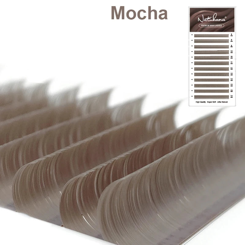 NATUHANA Dark Colored Eyelashes Extension Individual Natural False Mink Colorful Eyelash Grey Blue Color Lashes for Party Makeup