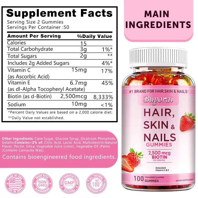 Hair, Skin and Nails Gummies - Supports Skin Care, Nails, Hair, Antioxidants and The Immune System, Antioxidant