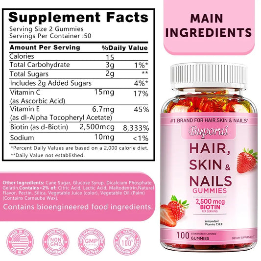 Hair, Skin and Nails Gummies - Supports Skin Care, Nails, Hair, Antioxidants and The Immune System, Antioxidant