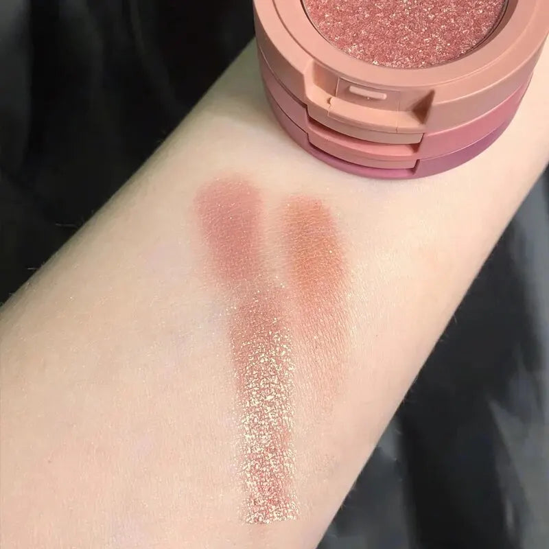 3 Warna Cute Nude Glitter Eyeshadow Palette Kosmetik Pelbagai Fungsi Pembayang Mata Tricolor Pearlescent Sandwich Macaron Eyesha