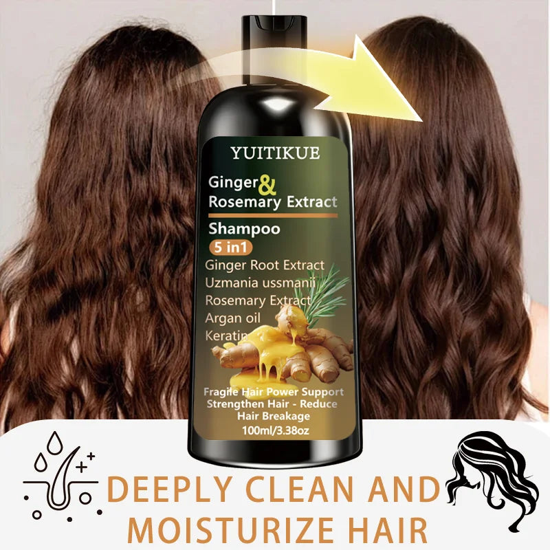 Ginger & Rosemary Shampoo 5 in 1, Strengthen Fragile Hair & Reduce Breakage, with Keratin & Argan Oil, 100ml