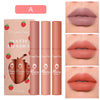 3 pcs Strawberry Lip Glaze Set Velvet Matte Liquid Lipstick Lipstick Non stick Cup