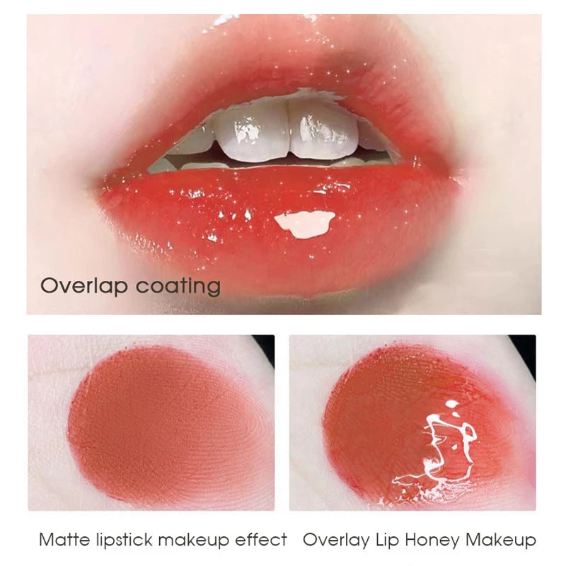 Four pack lip gloss set box, water gloss jelly lip gloss, moisturizing glass lips, not easy to stick to cup