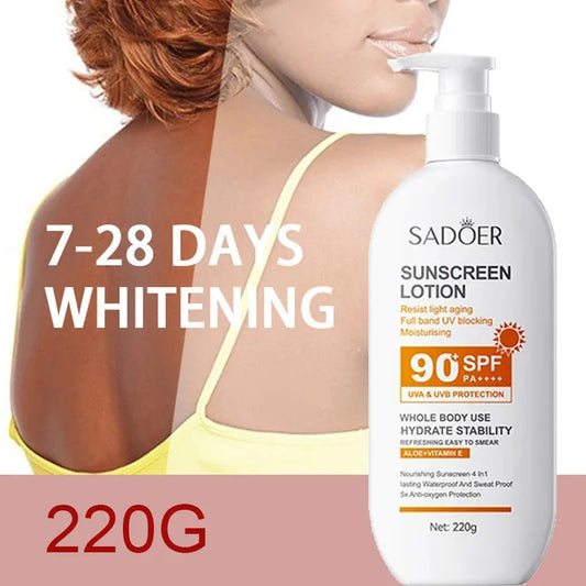 Super 220ml Vitamin E Body And Face Sunscreen Lotion SPF 90 PA++++Whole Body Use Protect + Hydrate Moisturizing