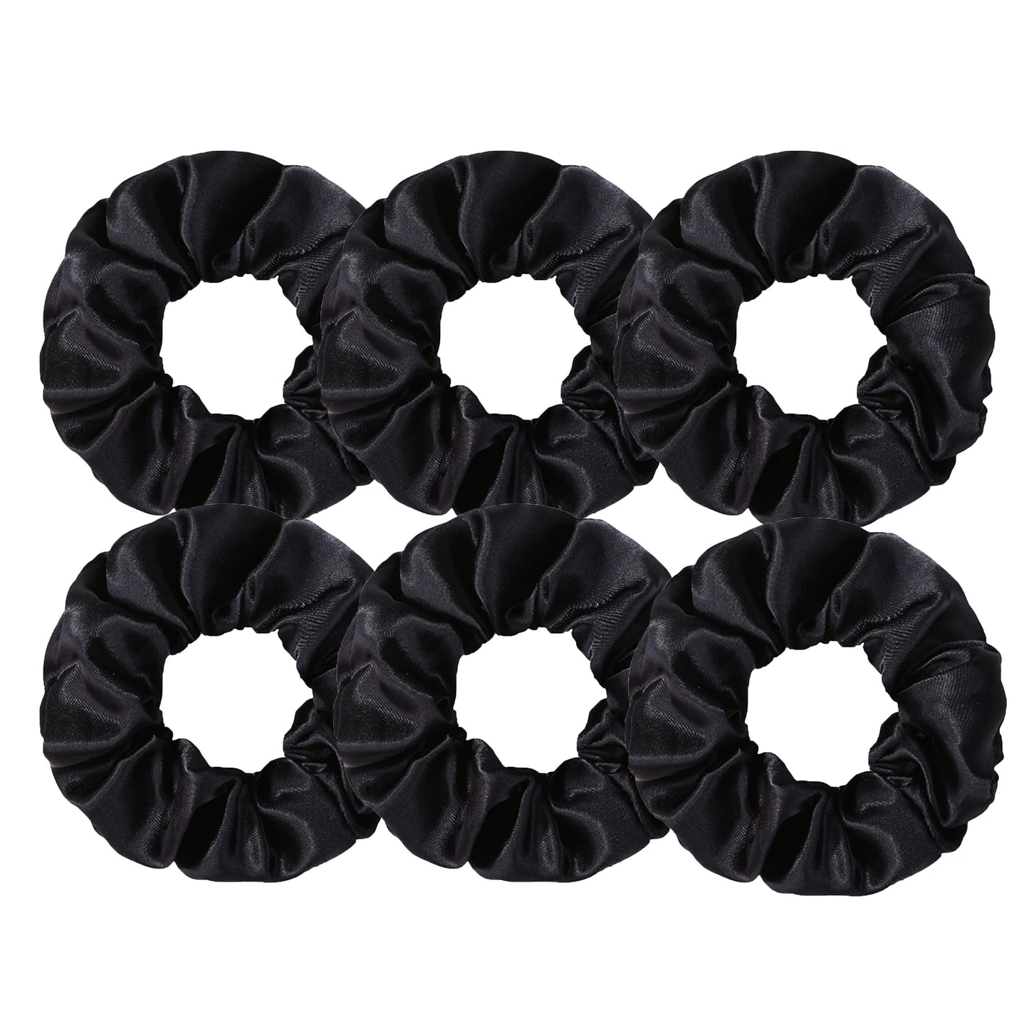 6-Piece Women's Pure Color Satin Large Scrunchie Daily Simple Atmospheric Set