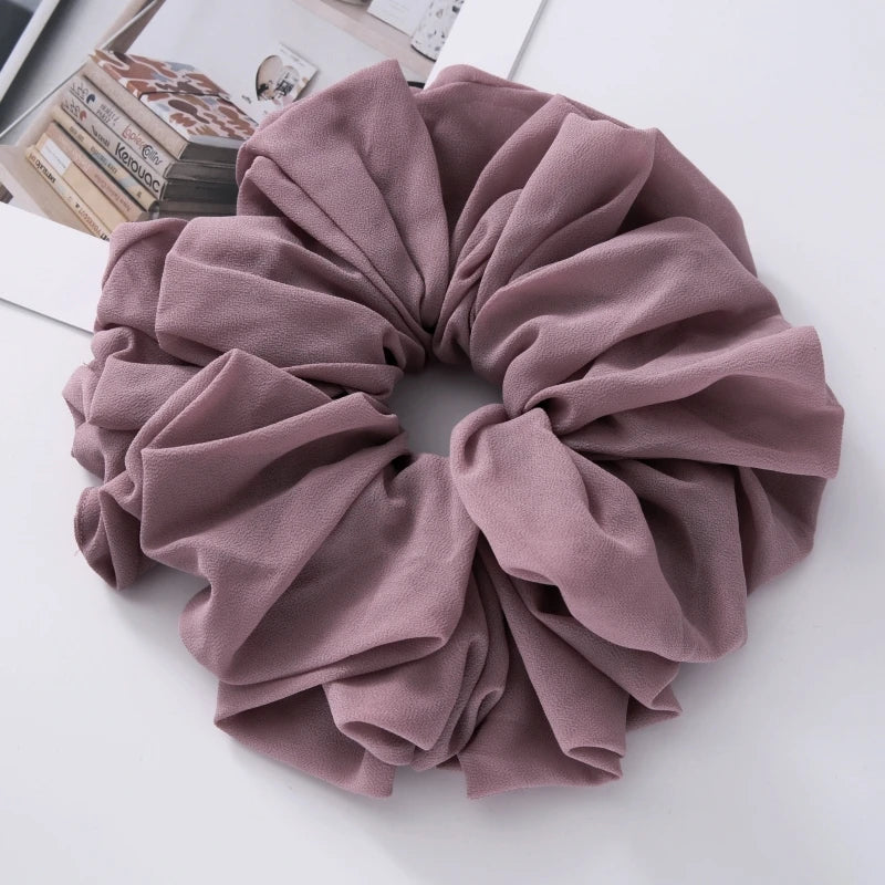 Big Size Chiffon Scrunchies For Muslim Women Custom Elastic Volumizing Oversized Neat stitching Malaysian Bunch Hair Tie
