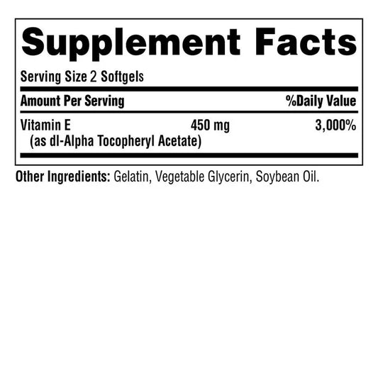 Vitamin E Capsules 450mg - Anti Aging,Anti-Wrinkle Firming Skin, Facial Treatment - 120 Capsules
