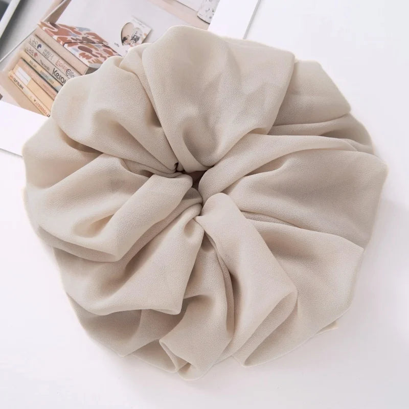 Big Size Chiffon Scrunchies For Muslim Women Custom Elastic Volumizing Oversized Neat stitching Malaysian Bunch Hair Tie