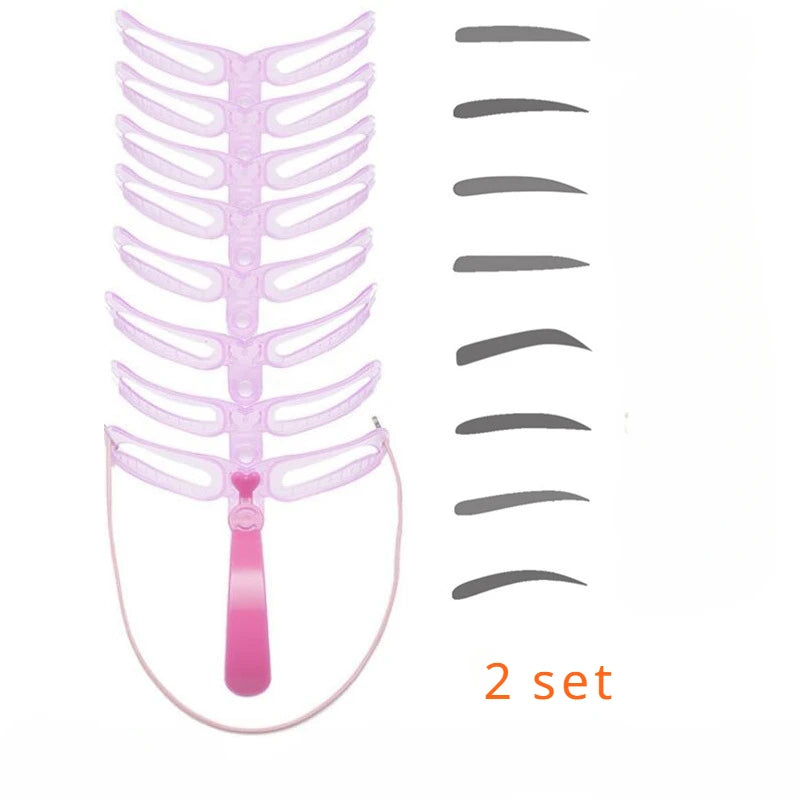 8 in1 Eyebrow Shaping Template Reusable Eyebrows Shaper Stencils Kit Grooming Card Definition Brow Makeup Tools Accessories