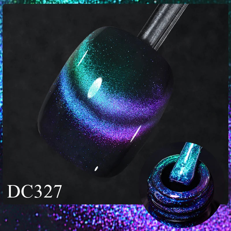 7ml Sparkling Glass Bead Cat Magnetic Gel Nail Polish Flash Black Spar Red Color Semi Permanent Soak Off UV Summer Gel Varnish