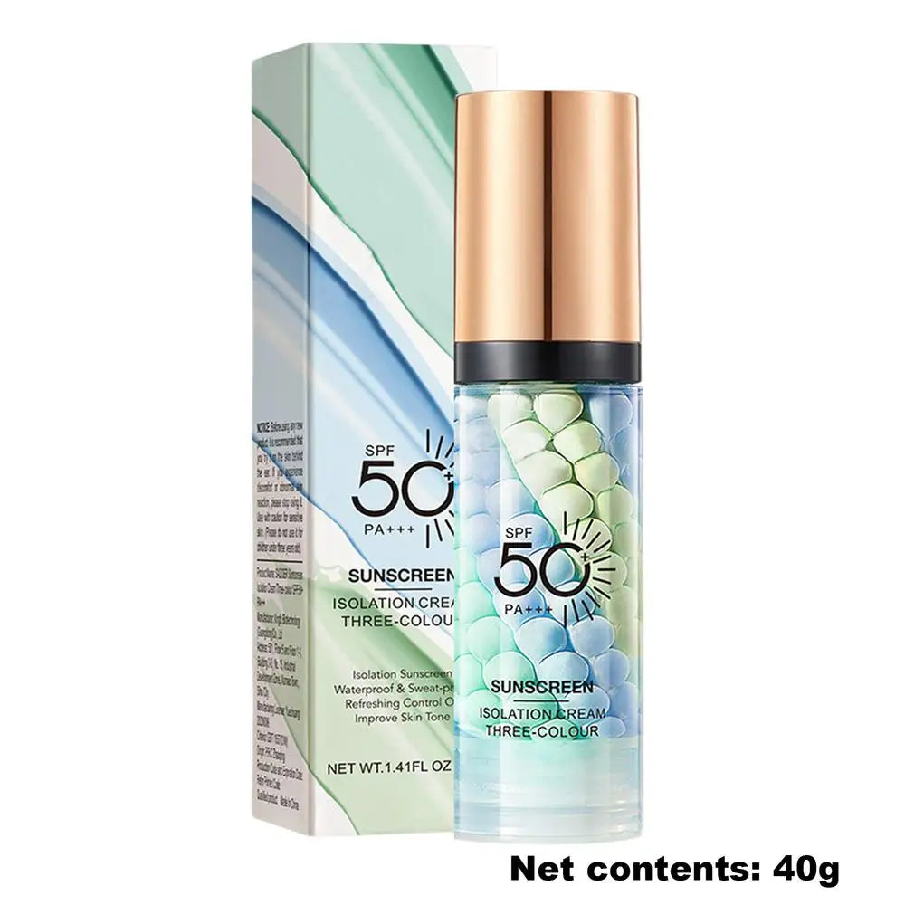3color Sunscreen Isolation Cream Anti-UV Moisturizing Makeup Primer Face Contour Concealer Base Cream Brighten Even Skin Color