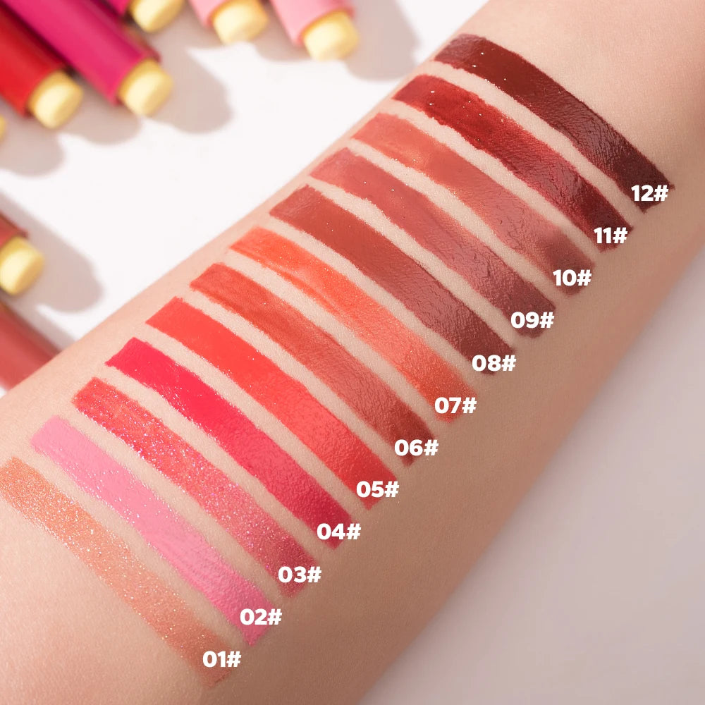 Beauty Glazed 12-Color Shimmering Juicy Lipstick Set – Moisturizing, Nourishing, Plumping Lip Makeup for Women – Perfect Gift for Girls