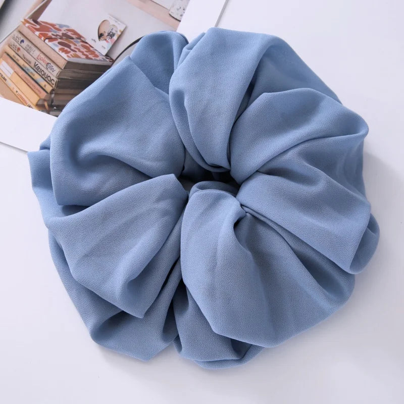 Big Size Chiffon Scrunchies For Muslim Women Custom Elastic Volumizing Oversized Neat stitching Malaysian Bunch Hair Tie