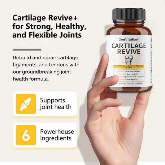 Cartilage Revive + Joint Support Supplement for Men and Women with Type II Collagen,D-Glucosamine Sulfate, MSM, Vitamin D3,C
