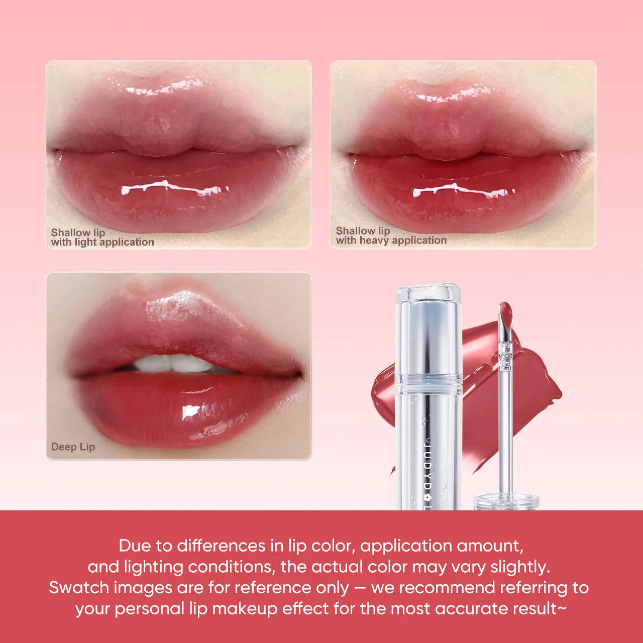 Judydoll Watery Lip Gloss-Hydrating Lip Essence Glossy Mirror Lip Gloss, Non-Stick Cup, Suitable for Self-Use, Gifting, Beginners