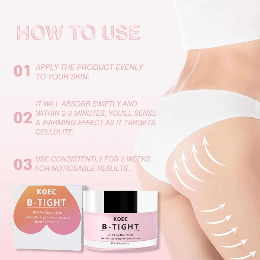Butt TIGHT Lift Firm Cream - Tighten and Firm Booty, Reduce Loose and Crepey Skin,  Firmness, Reduce Cellulite Appearance 100 ml