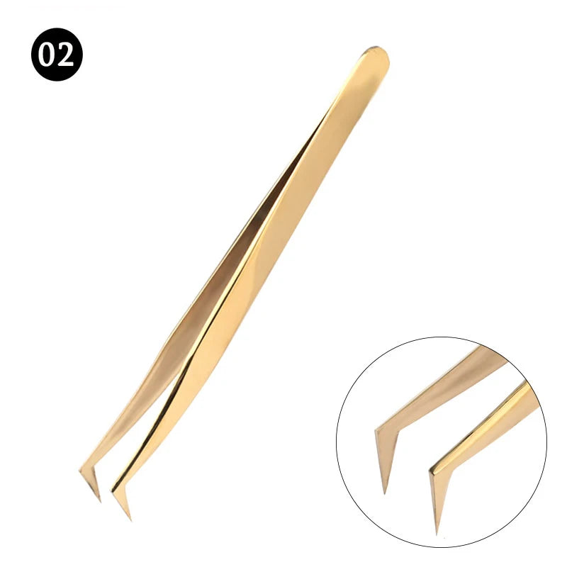 New Lash Extension Tweezers Anti slip Stainless Steel Curved Tip Straight Tweezers High Precision Nail Art Makeup Beauty Tools