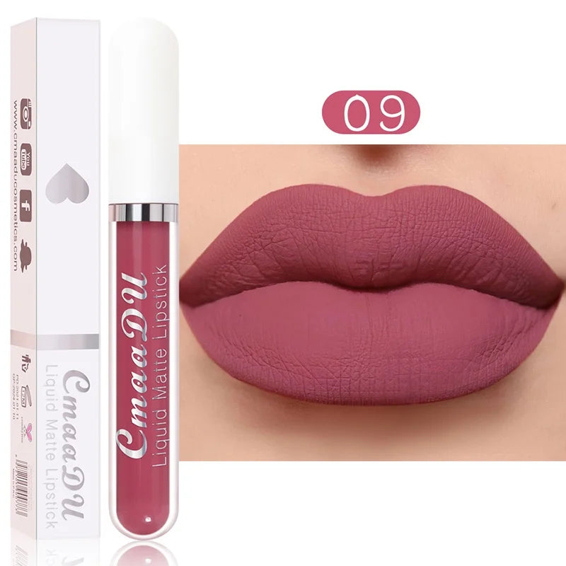 Long-Lasting Velvet Matte Lip Gloss – Liquid Lipstick, Red Lip Makeup for Women, Waterproof, Moisturizing Lip Gloss