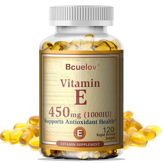 Bcuelov Vitamin E 1000 IU 450mg - for skin, hair, circulatory health, immune system support - antioxidant supplement