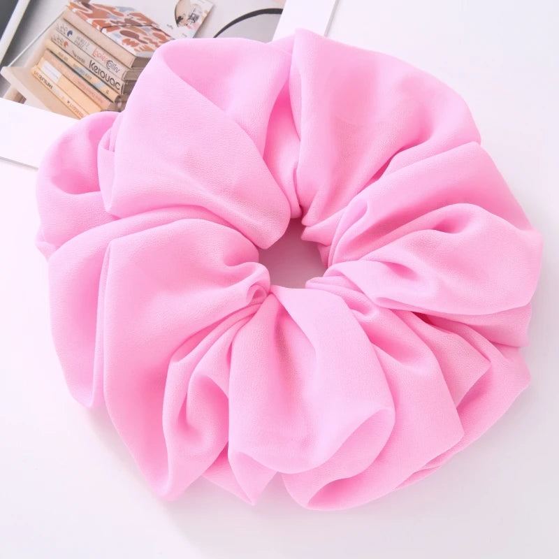 Big Size Chiffon Scrunchies For Muslim Women Custom Elastic Volumizing Oversized Neat stitching Malaysian Bunch Hair Tie